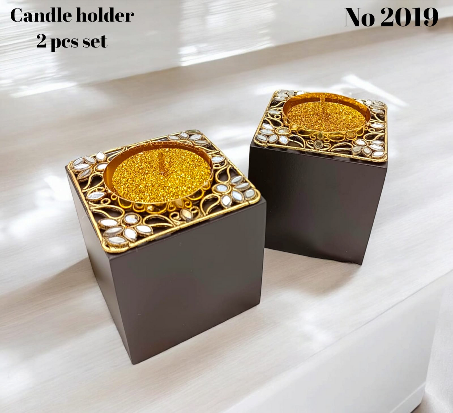 Kundan standing diya 2pcs set ( 2 candles free)s no-2019