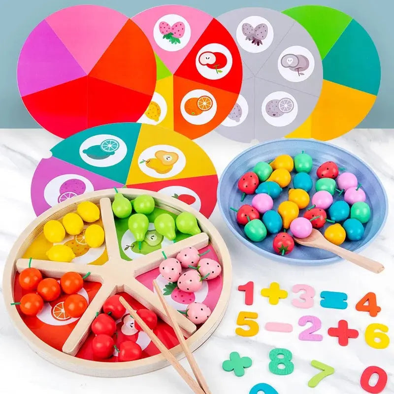 Wooden Classification of Fruits Game | Activity Toy| Montessori Game| Early Educational Toys |Toys| Games|Number Matching Toy | Arithmetic Game| Multicolour [ 3+]