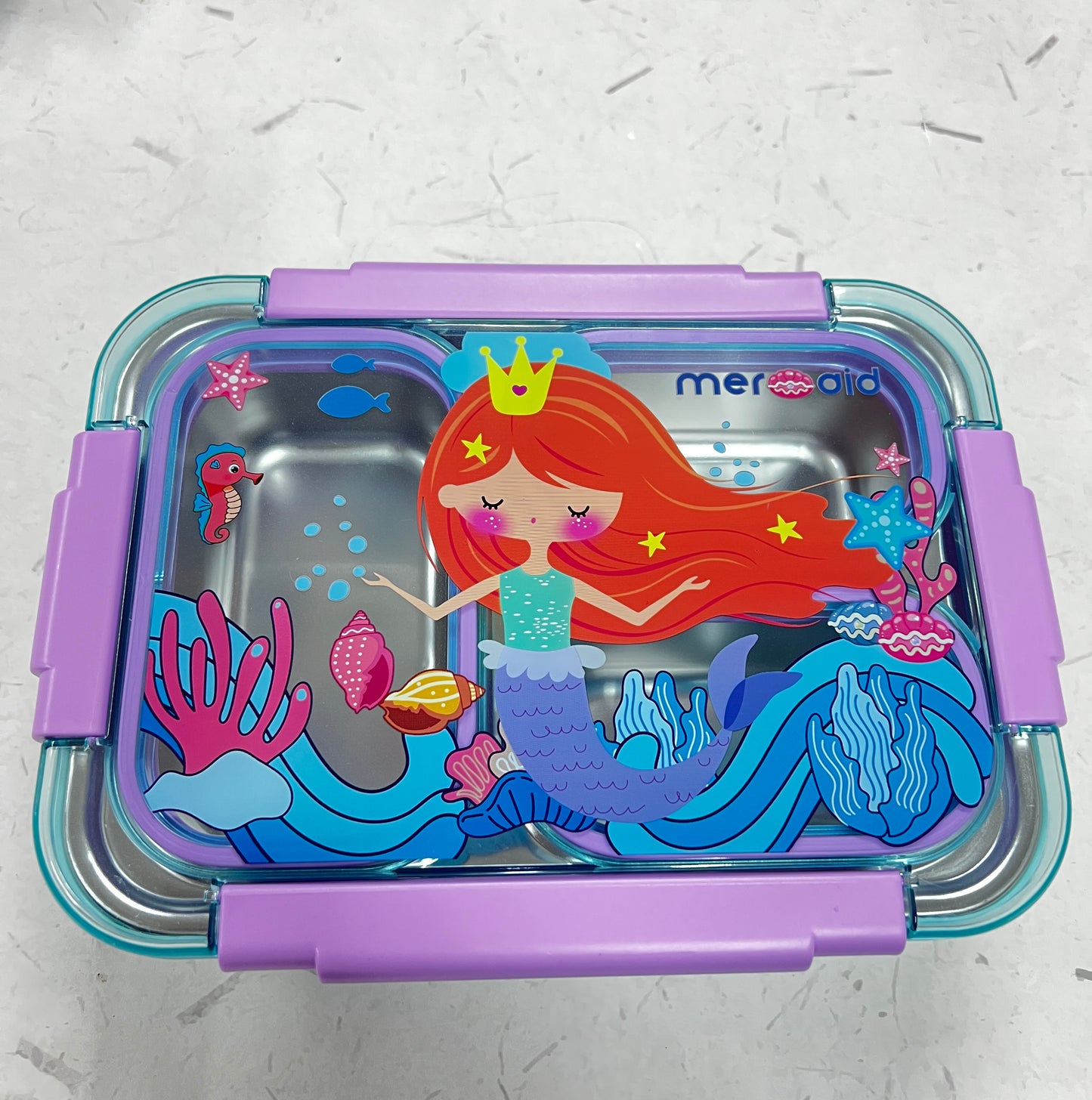 Dino/Unicorn/space /mermaid  Transparent 3-Compartment 750ml Transfer Proof Lunch Box