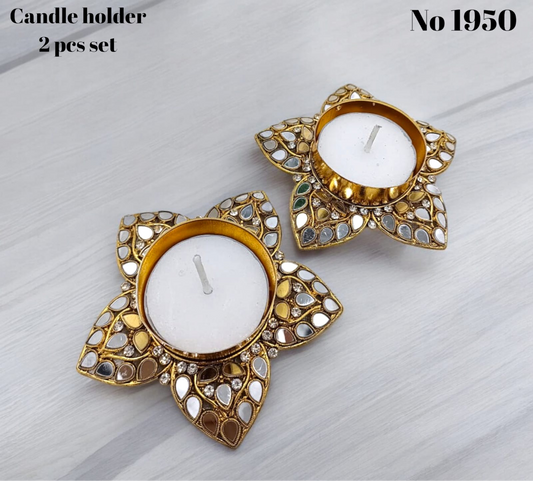 Metal kundan star shape 2pcs set ( candles free) s no-1950