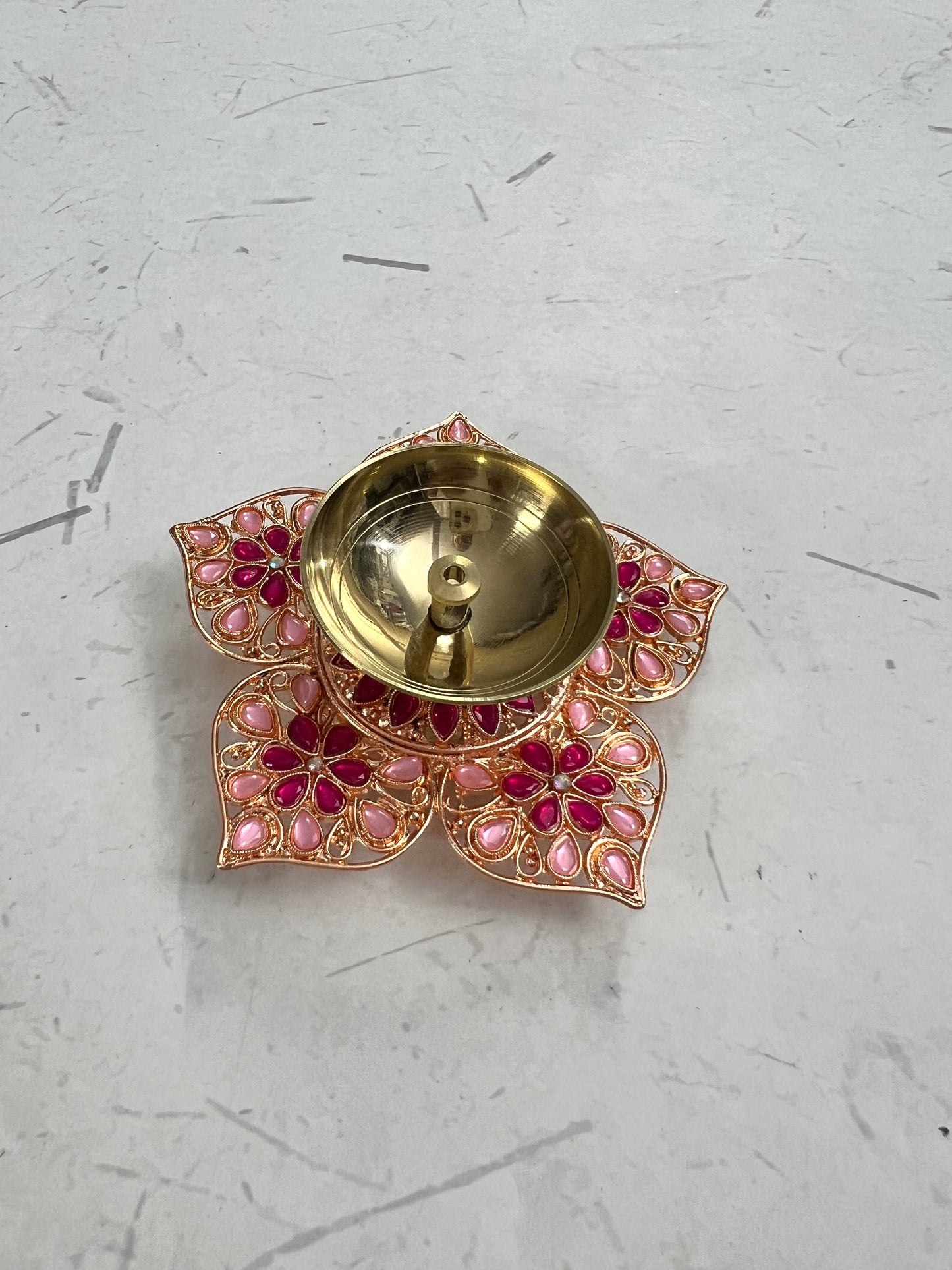 Metal Kundan brass Diya one piece . Sno b13