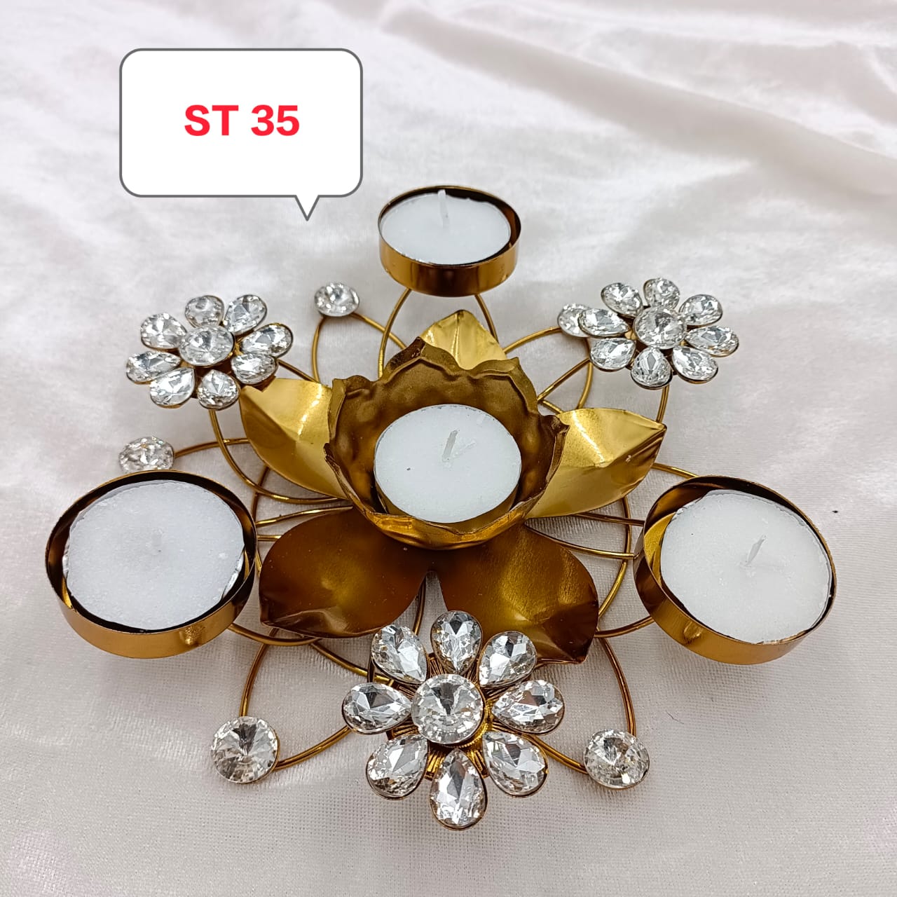 Metal 4 in 1 diya set ( 4 candles free)sno -35