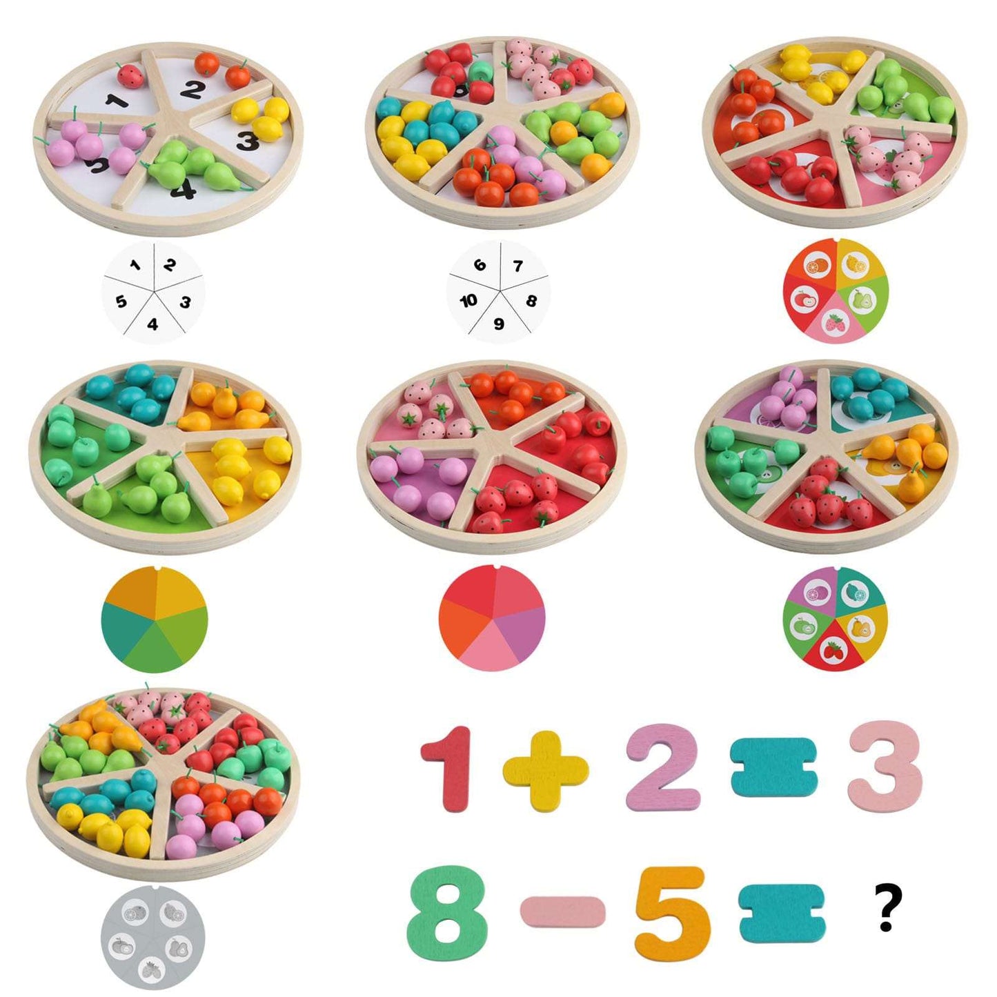 Wooden Classification of Fruits Game | Activity Toy| Montessori Game| Early Educational Toys |Toys| Games|Number Matching Toy | Arithmetic Game| Multicolour [ 3+]