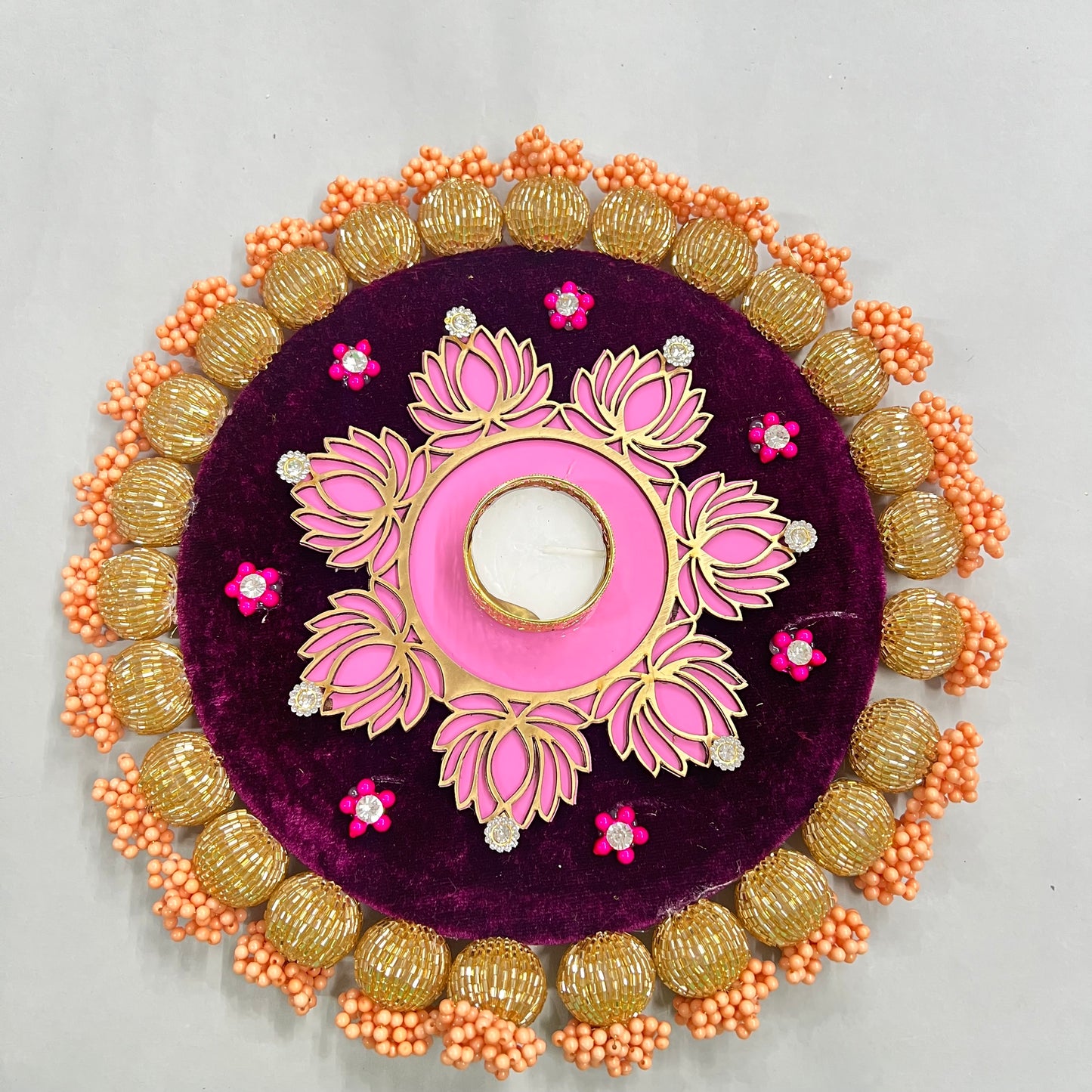 Diya thali 10inch (1 candle free)