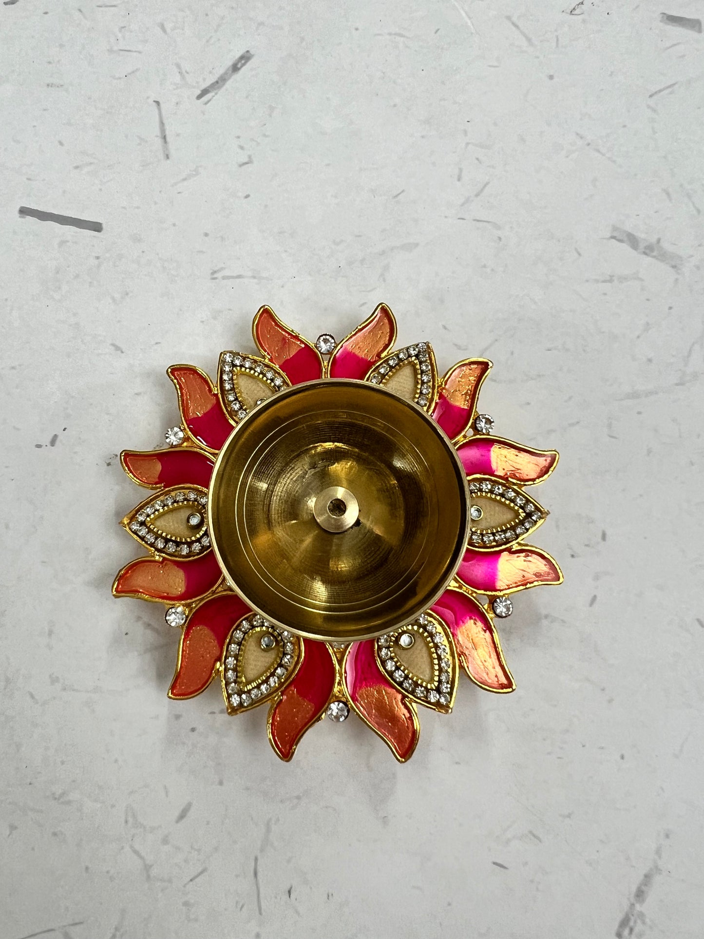 Metal meenakari brass Diya single piece. Sno b6