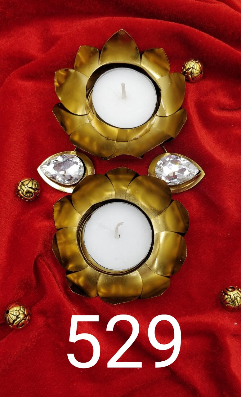 Metal 2 in 1 diya  ( 2 candles free )s no -529