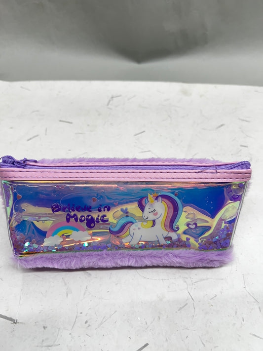 Unicorn holographic pouch with fur