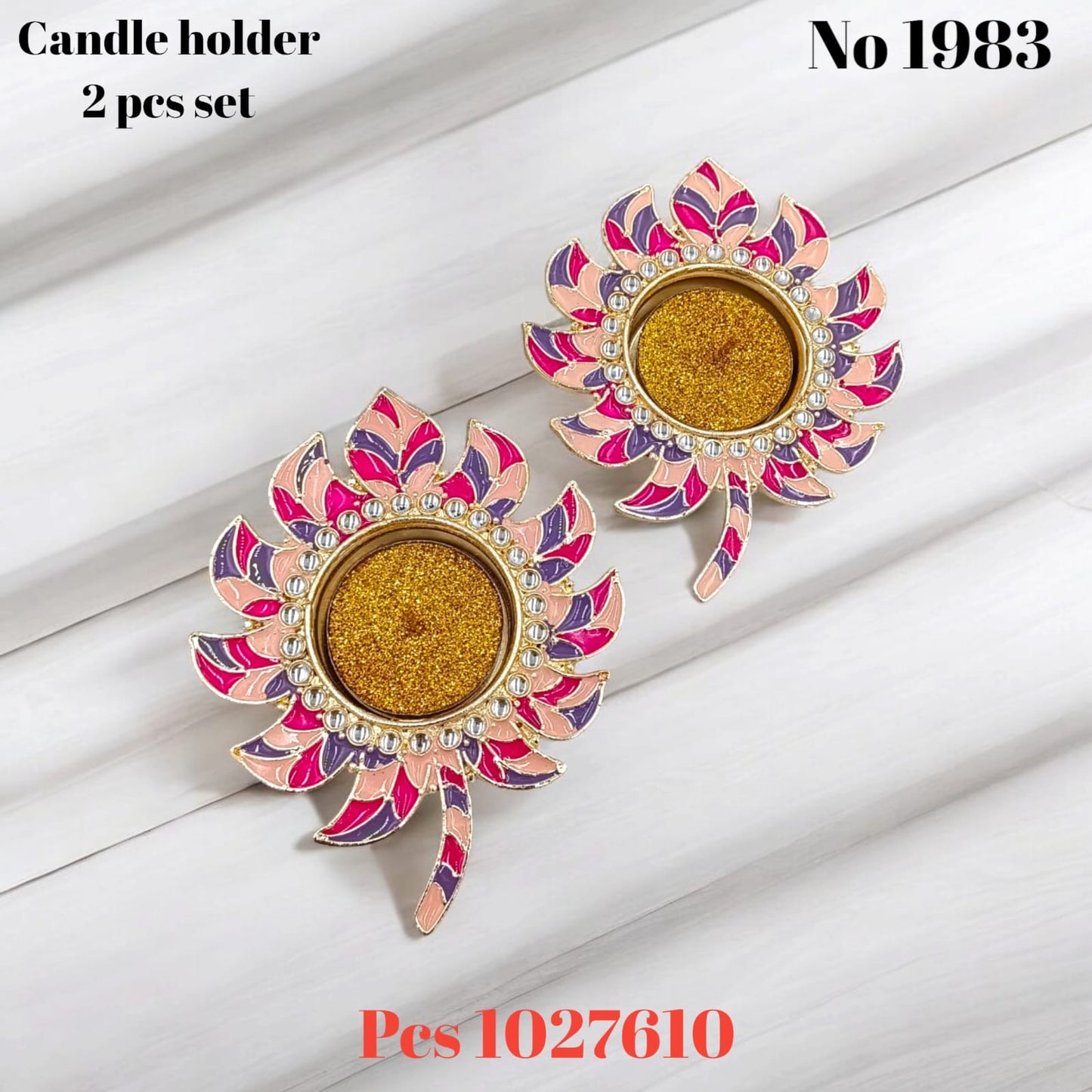 Metal diya 2pcs set (2 candles free)s no-1983