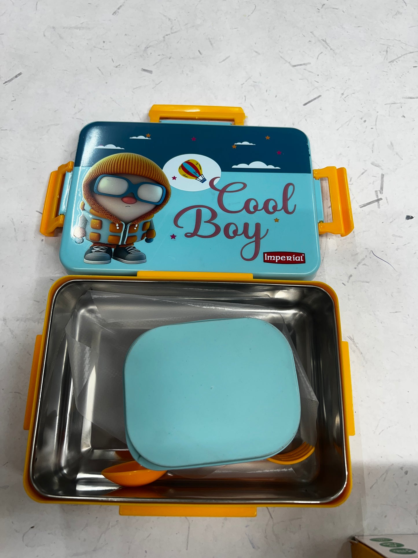 Stainless steel lunch box big  with small container and spoon