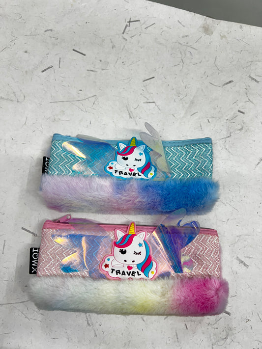 PENCIL POUCH GLITTER WITH FUR