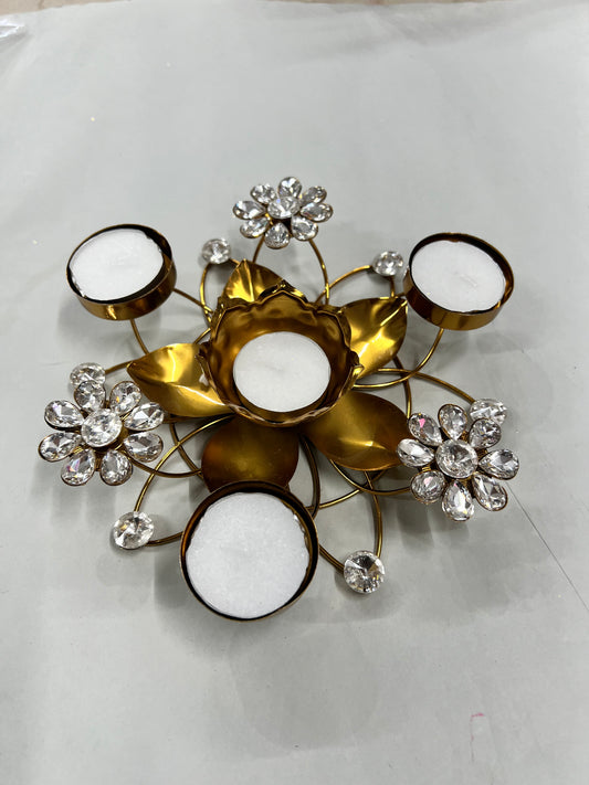 Metal 4 in 1 diya set ( 4 candles free)sno -35