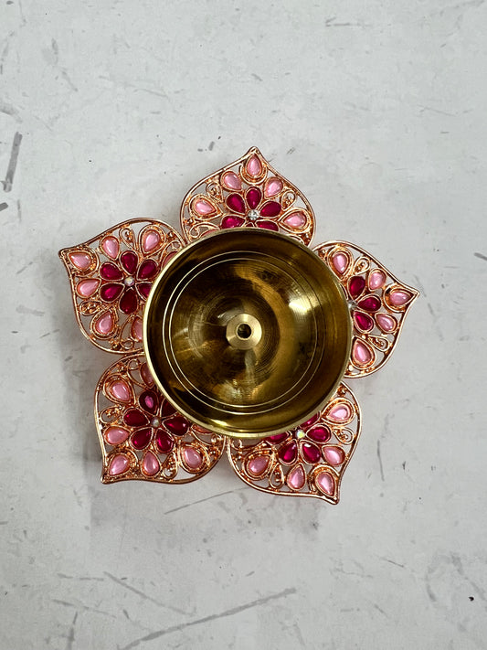 Metal Kundan brass Diya one piece . Sno b13