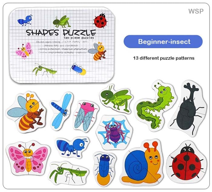 Two pieces puzzles ( insects, aquatic animals, fruits & vegetables)