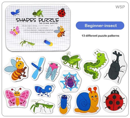 Two pieces puzzles ( insects, aquatic animals, fruits & vegetables)