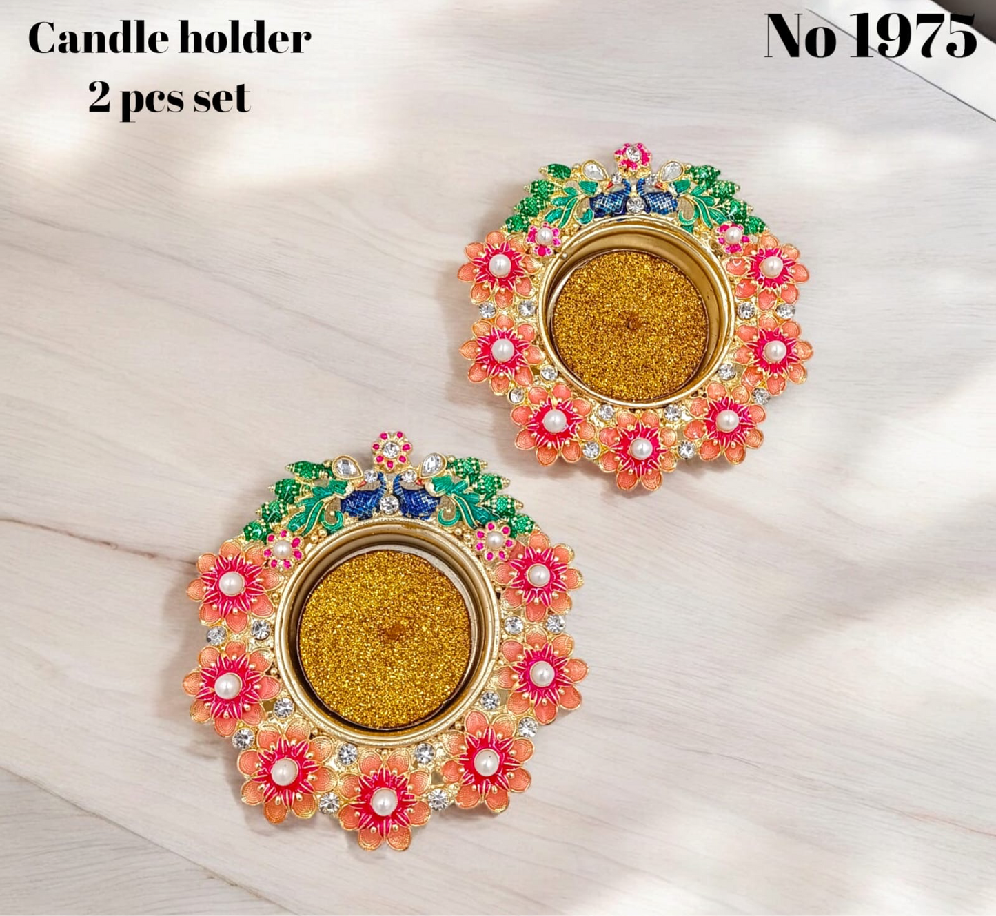 Metal diya 2pcs set( 2 candles free) s no-1975