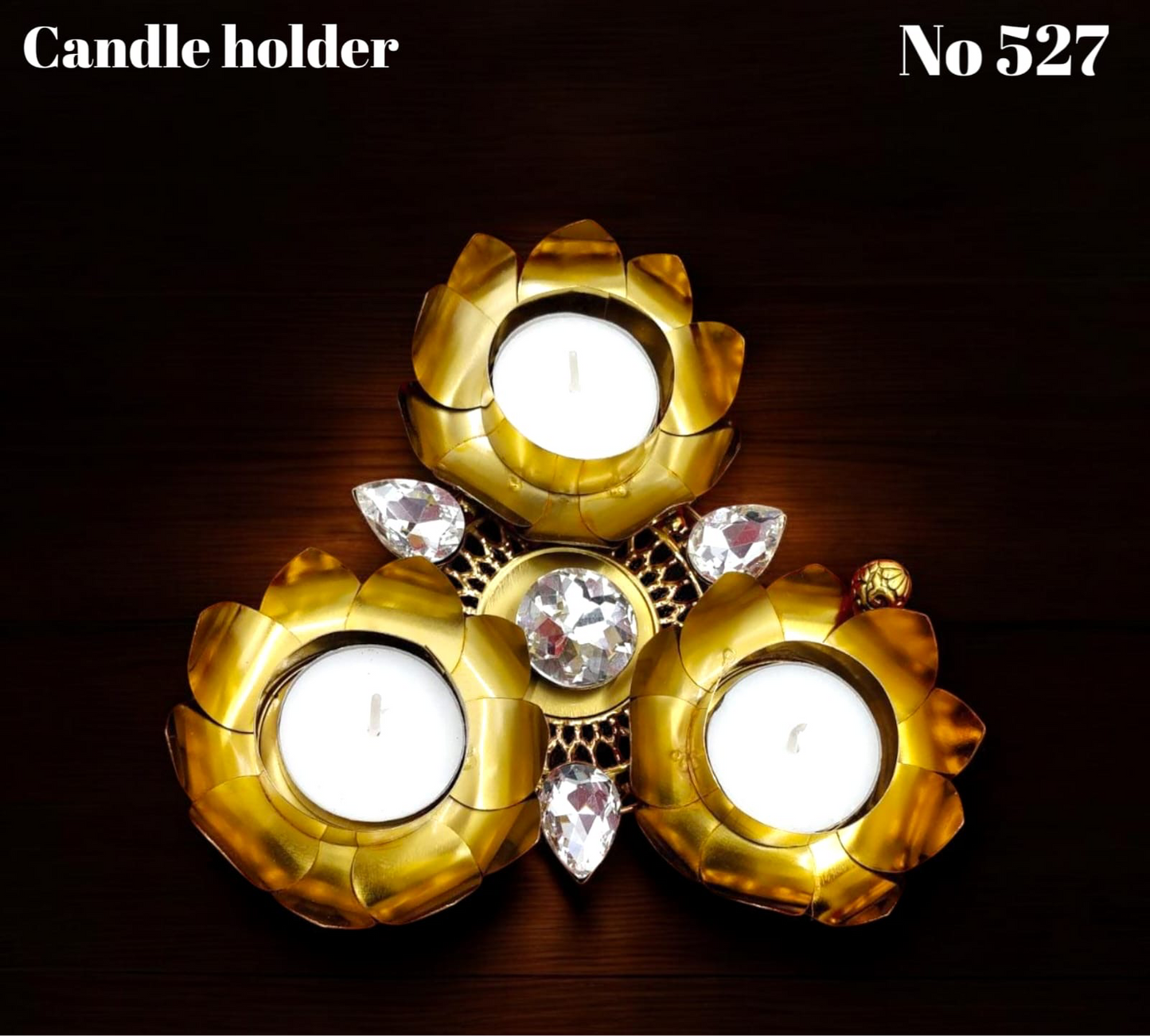 Metal 3 in 1 diya set ( 3 candles free)s no -527