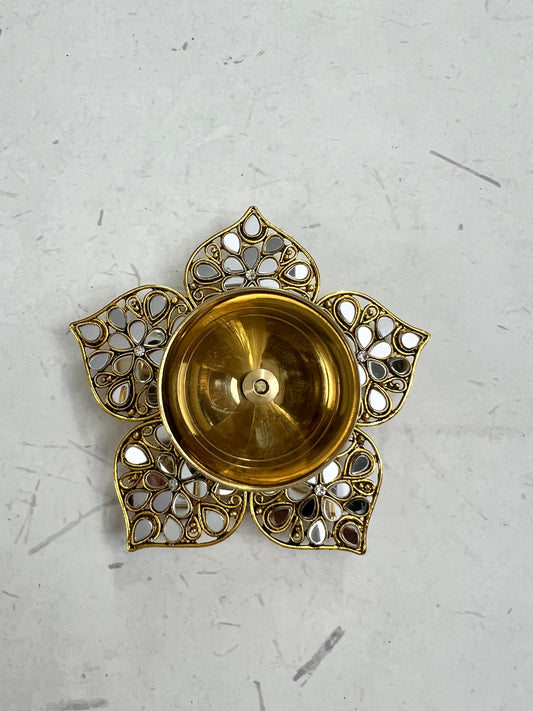 Metal Kundan brass Diya single piece. Sno b1