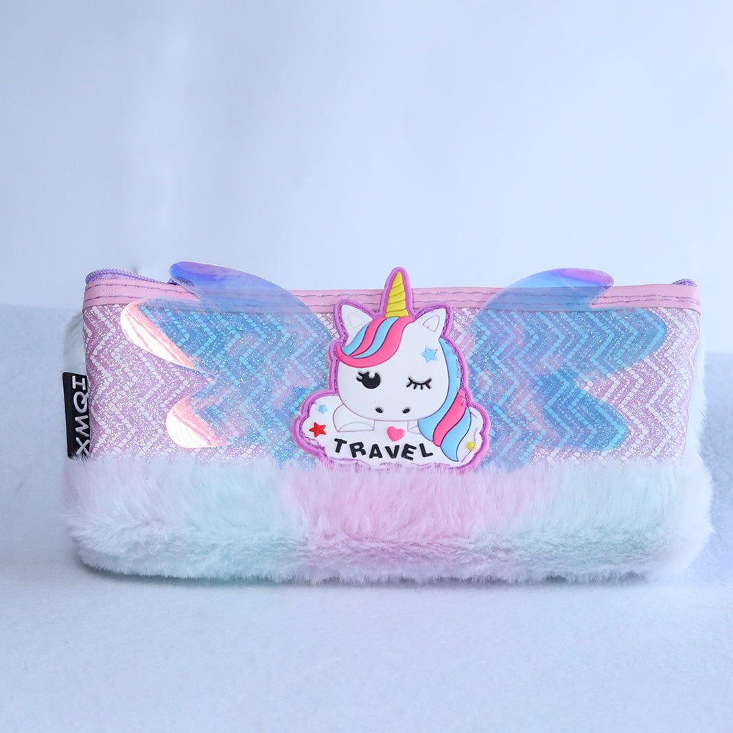 PENCIL POUCH GLITTER WITH FUR