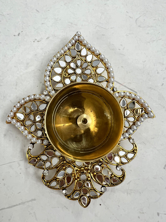 Metal Kundan brass Diya single piece. S no b9