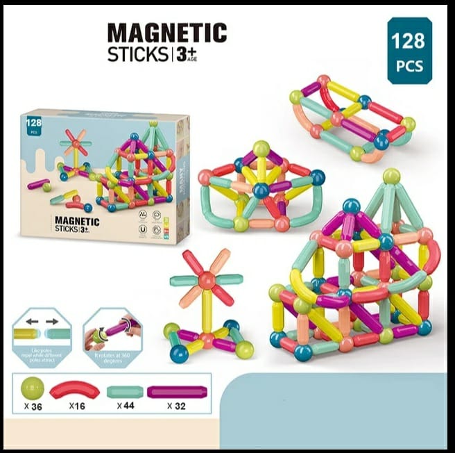 128 Pieces Magnetic Sticks