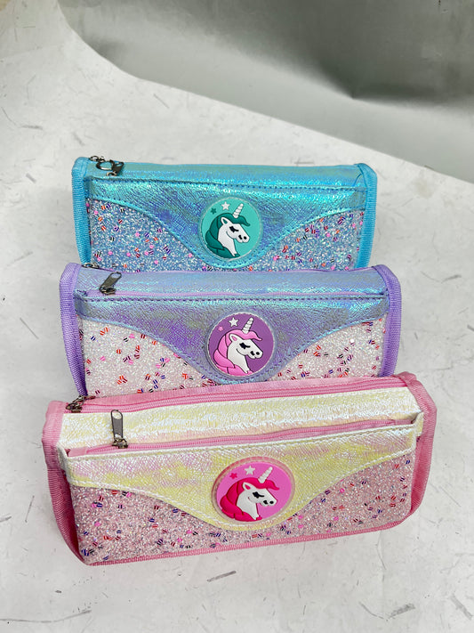 Unicorn double zipper pouch