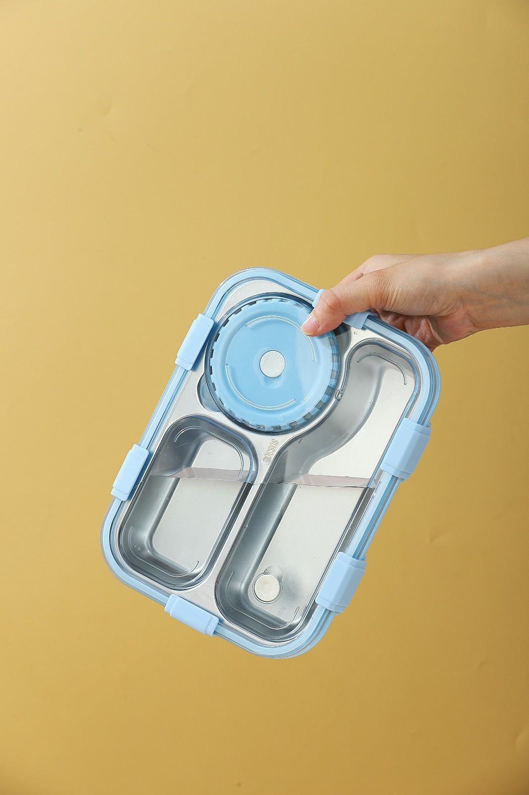 3 compartment 750ml Stainless Steel Lunch Box with 150ml Bowl