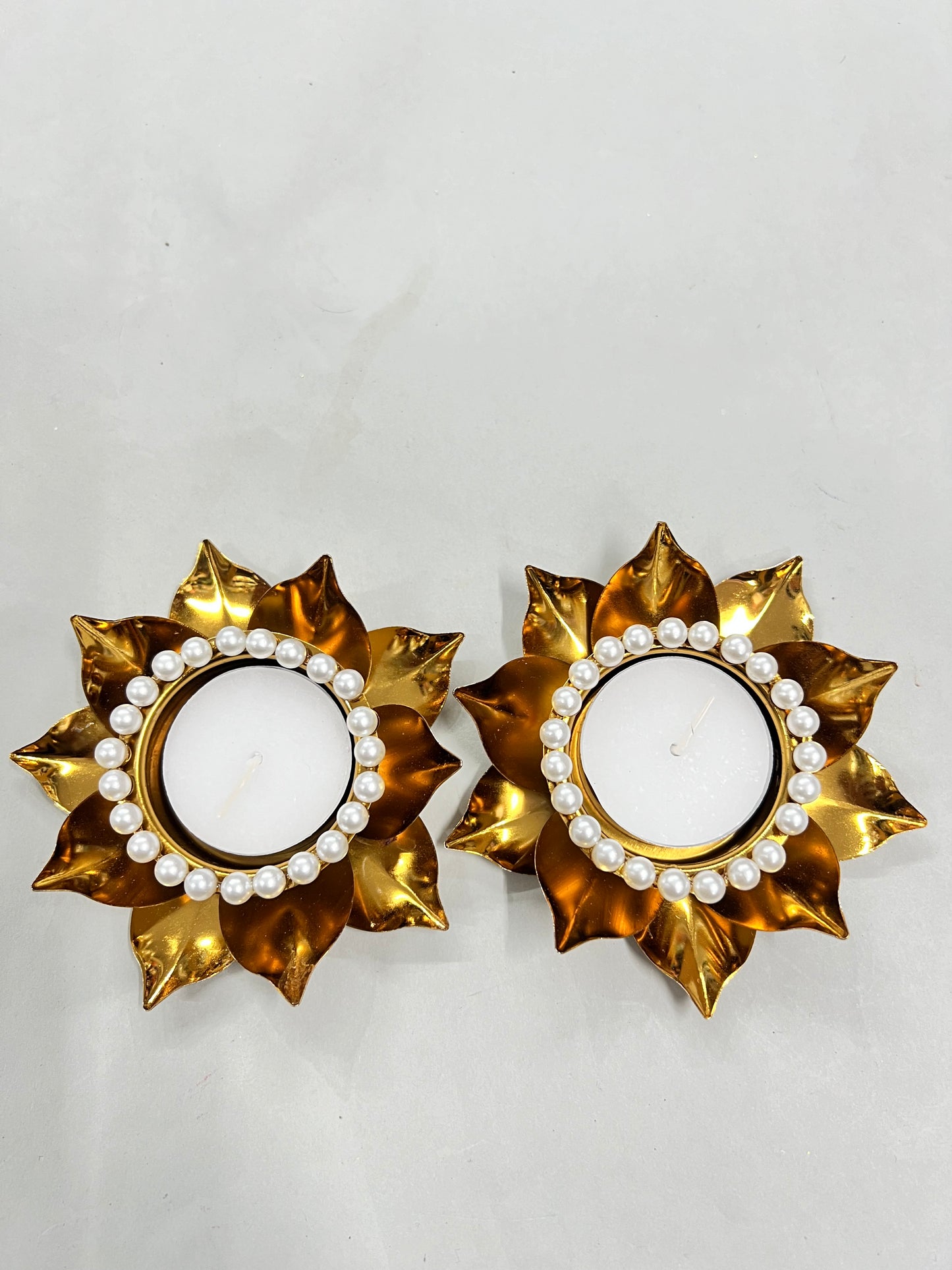 Metal gold 2pcs beads diya set ( 2 candles free )pp-29