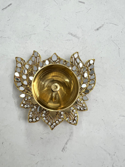 Metal Kundan brass Diya single piece. Sno b-5