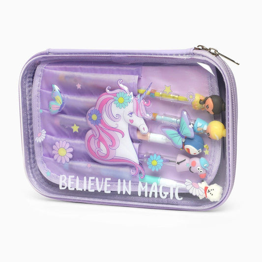 school kids transparent unicorn hard case pouch