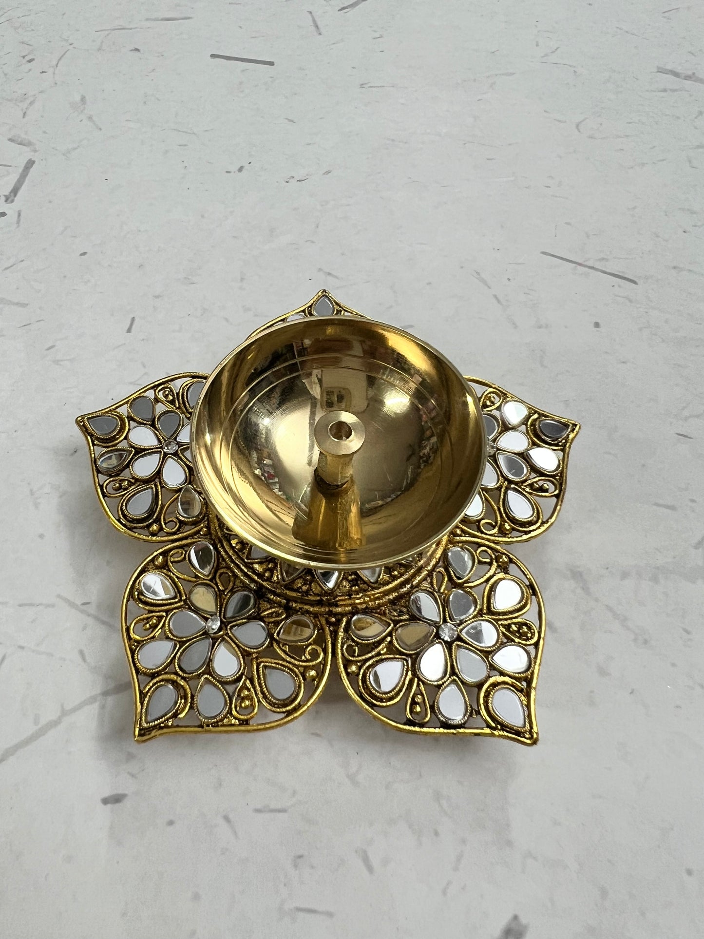 Metal Kundan brass Diya single piece. Sno b1