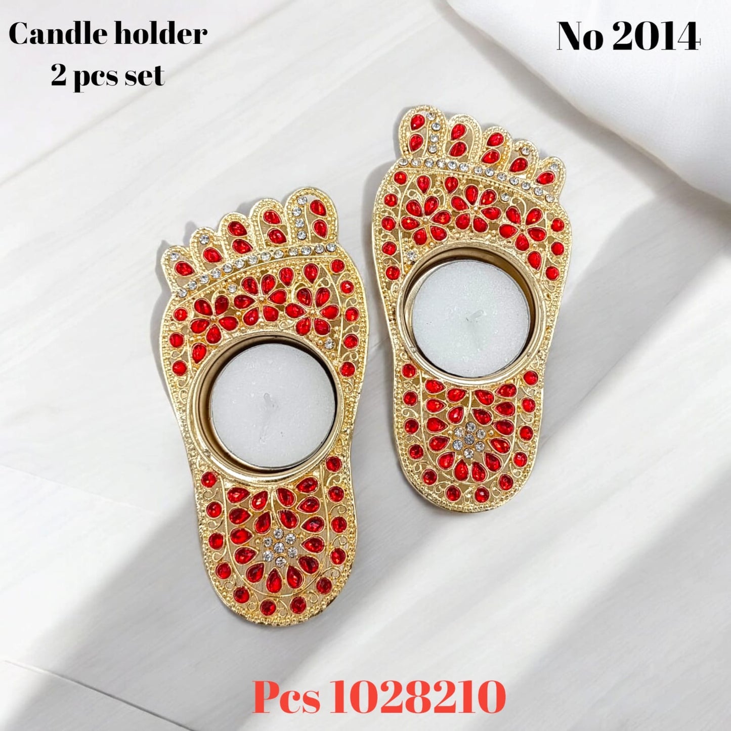 Charan paduka kundan 2pcs set ( 2 candles free) s no -2014