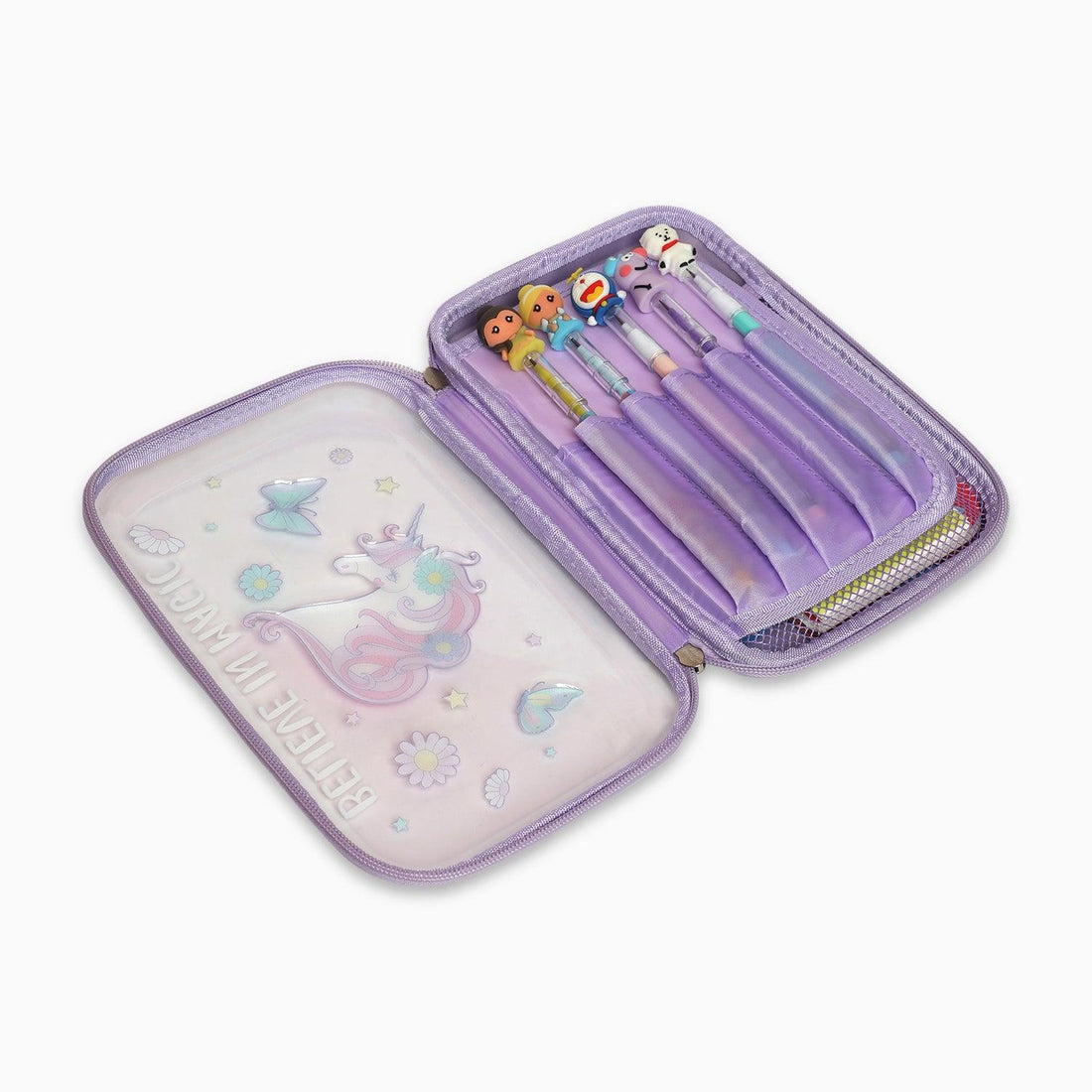 school kids transparent unicorn hard case pouch