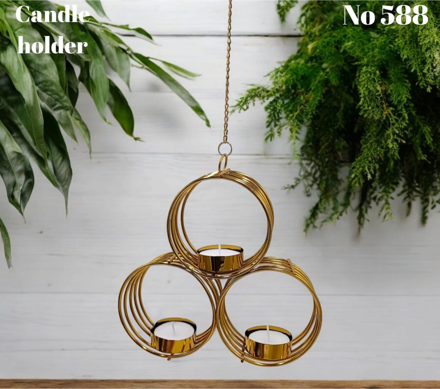 Metal tea light candle holder circle shape ( 3 candles free)