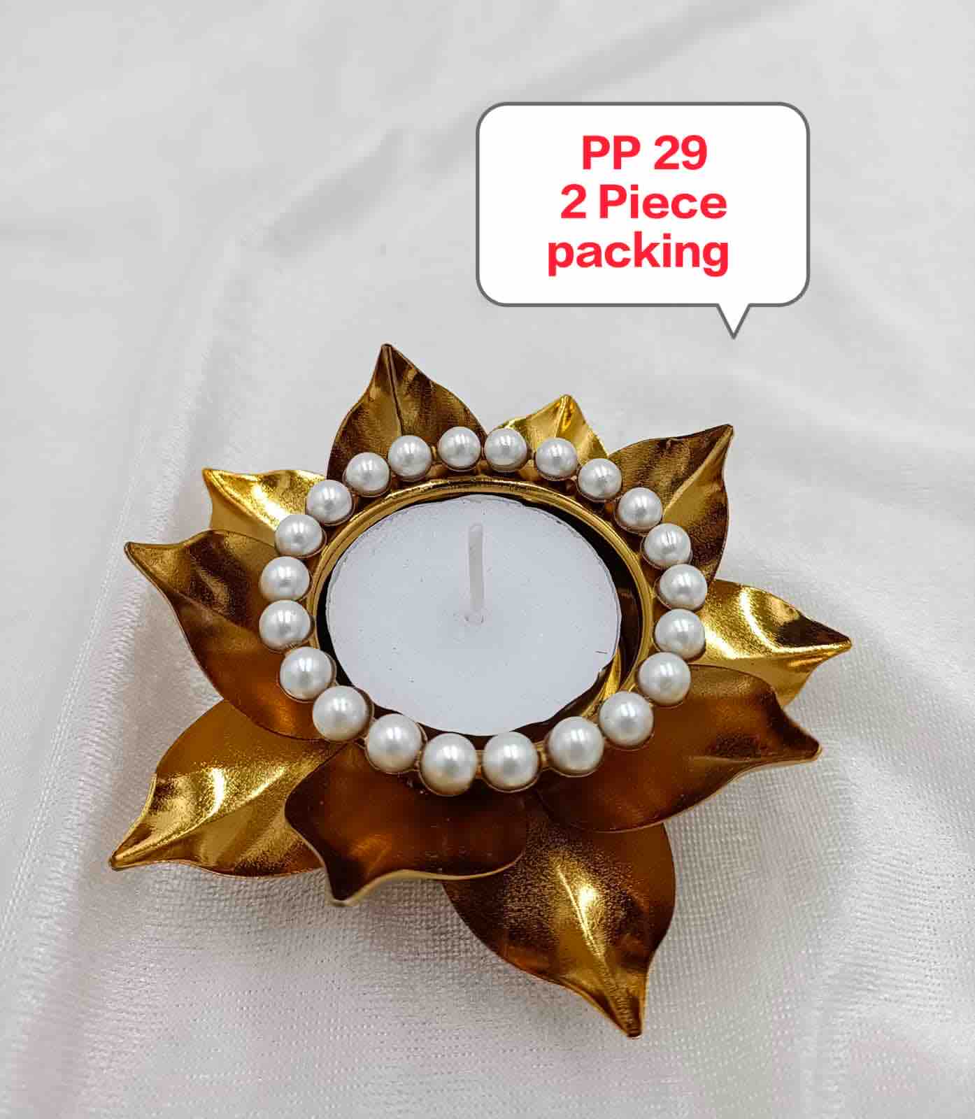 Metal gold 2pcs beads diya set ( 2 candles free )pp-29