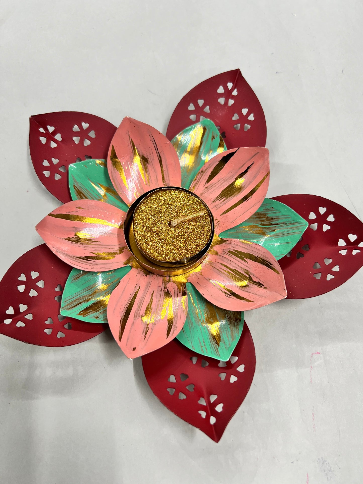 Metal 3layer 7.5 inch single pcs diya ( 1 candle feee)pp-133