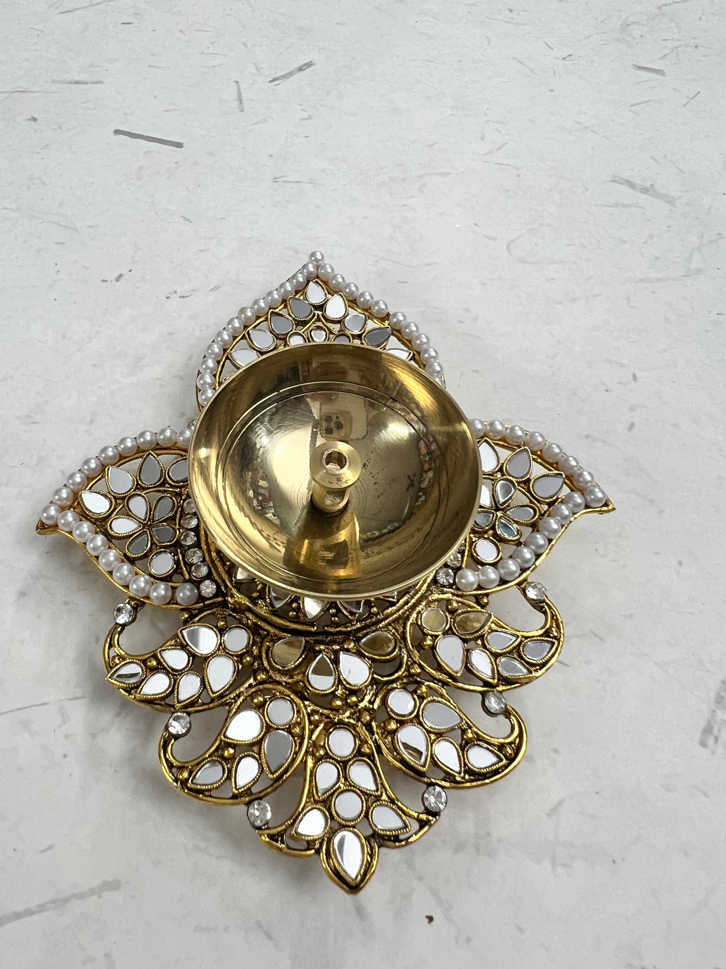 Metal Kundan brass Diya single piece. S no b9