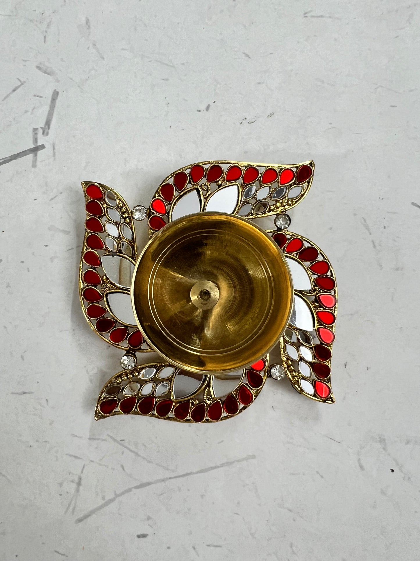 Metal Kundan Swastik brass Diya single piece. Sno-b2