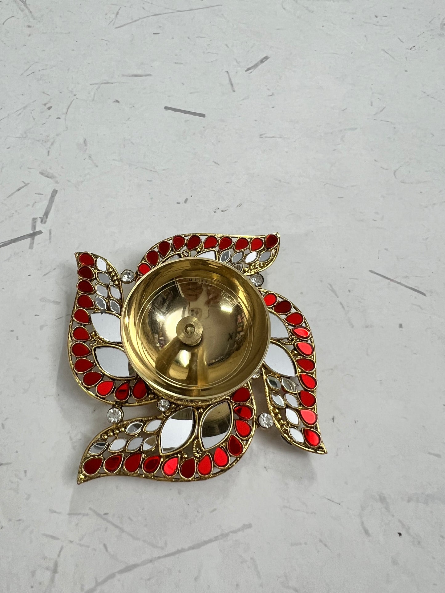 Metal Kundan Swastik brass Diya single piece. Sno-b2