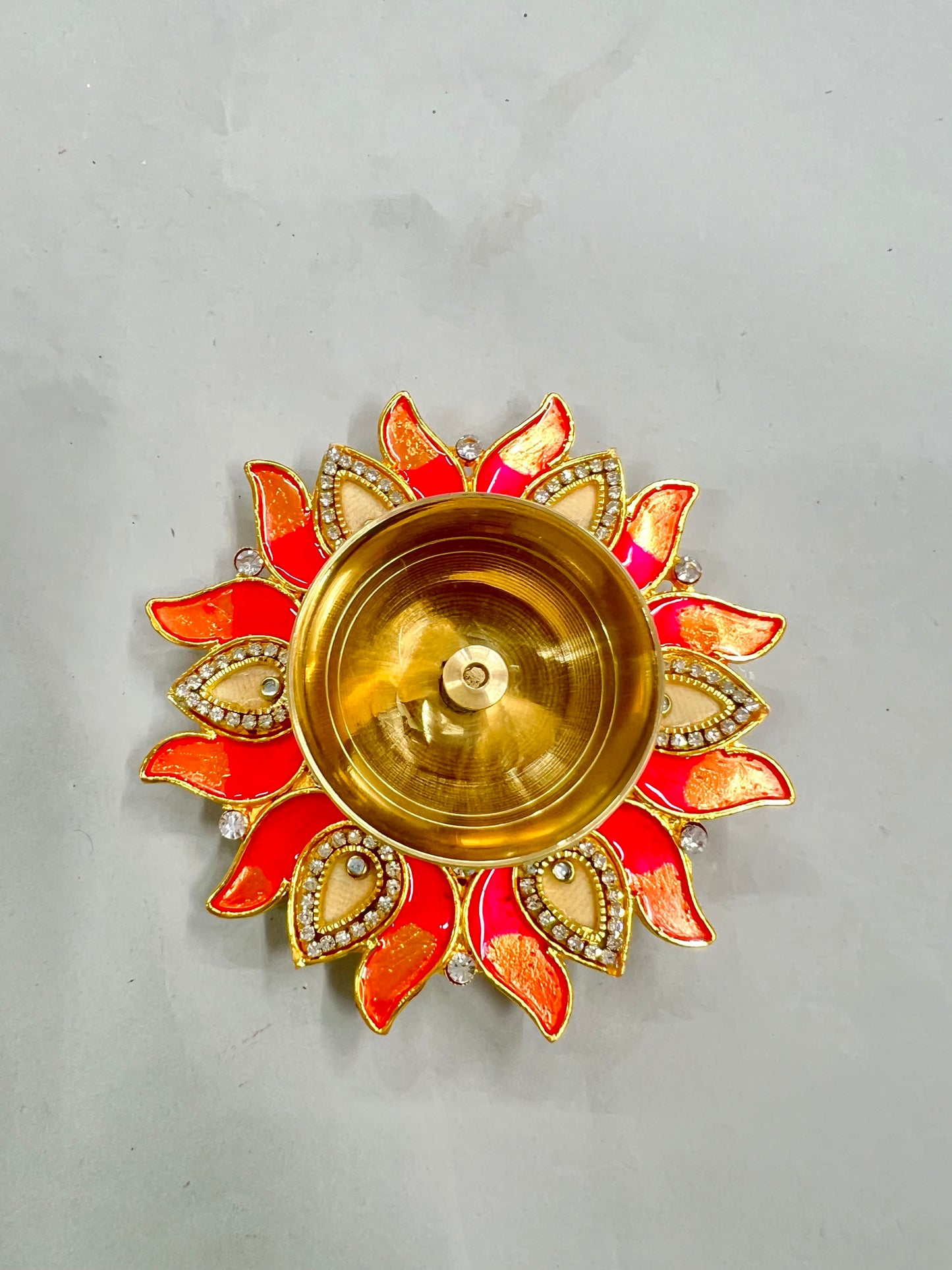 Metal meenakari brass Diya single piece. Sno b6