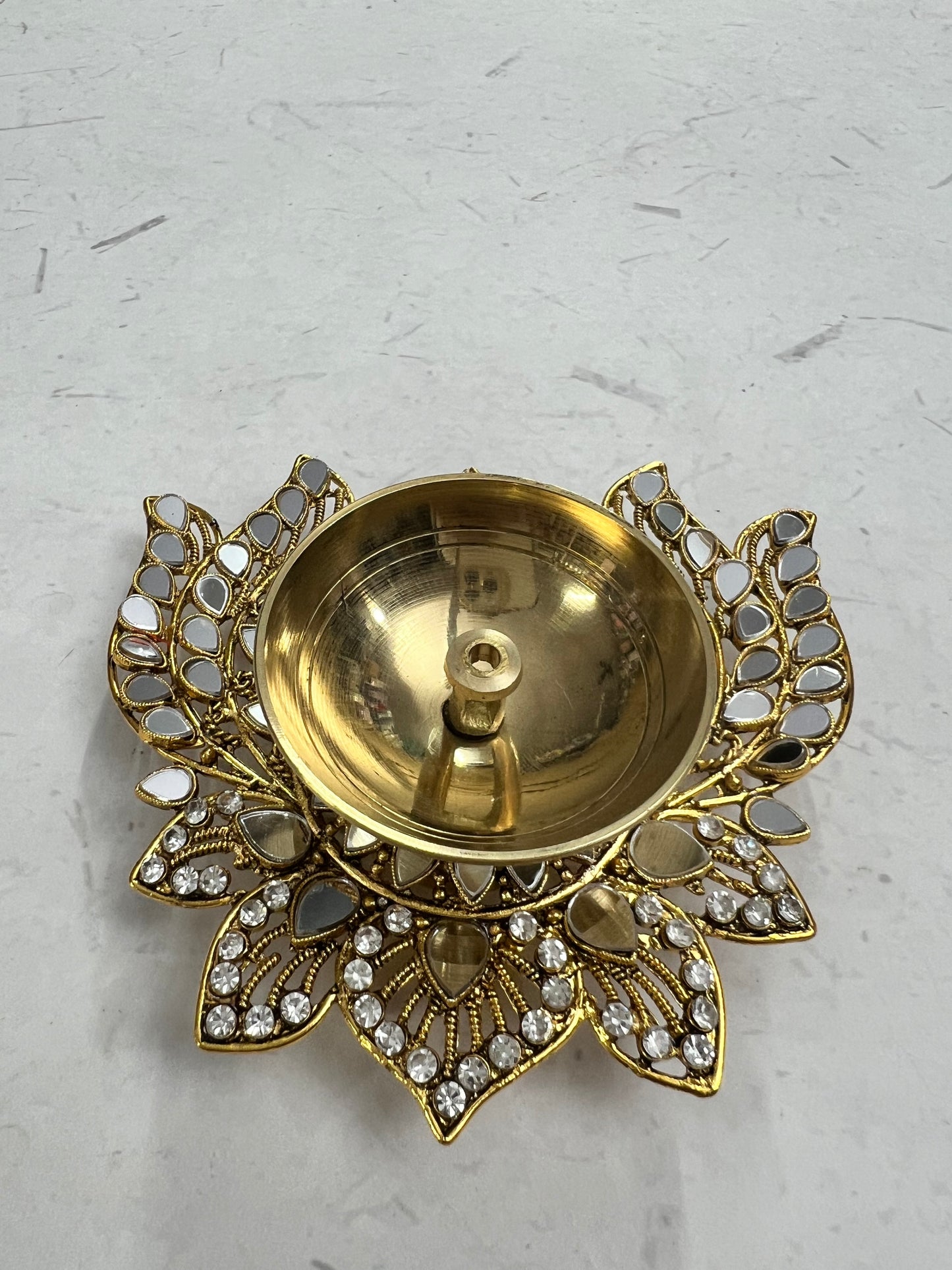 Metal Kundan brass Diya single piece. Sno b-5