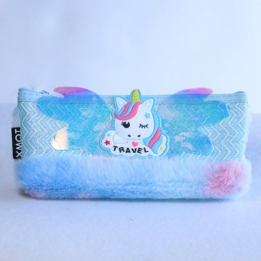 PENCIL POUCH GLITTER WITH FUR