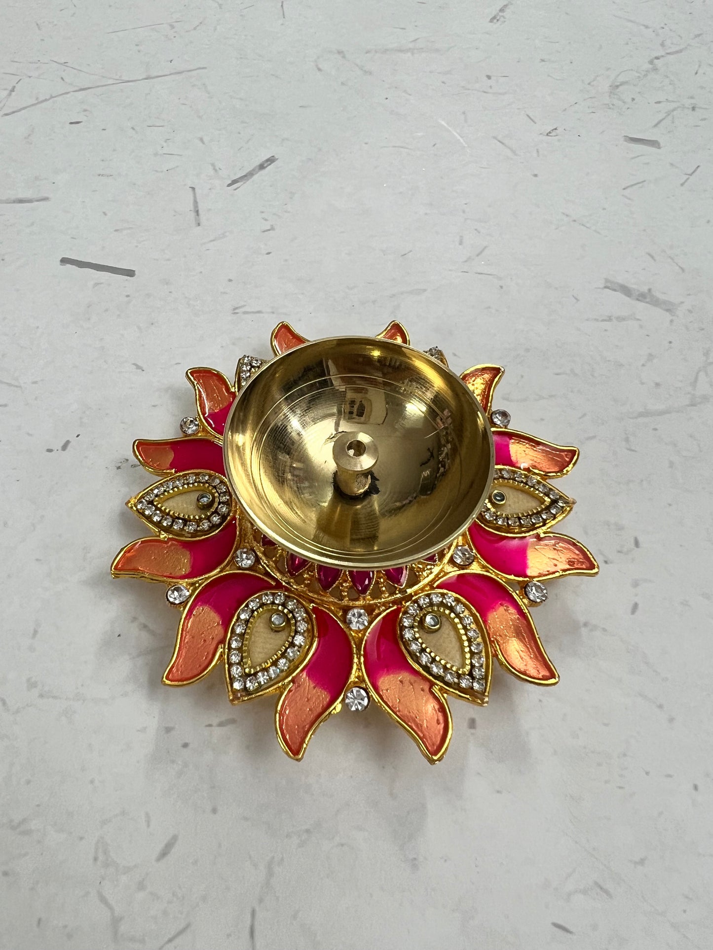 Metal meenakari brass Diya single piece. Sno b6