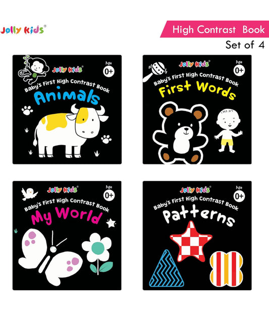 Baby's First High Contrast Book Set for Newborns Age 0-12 months (Set of 4) | Board Book | Black & White Book board books