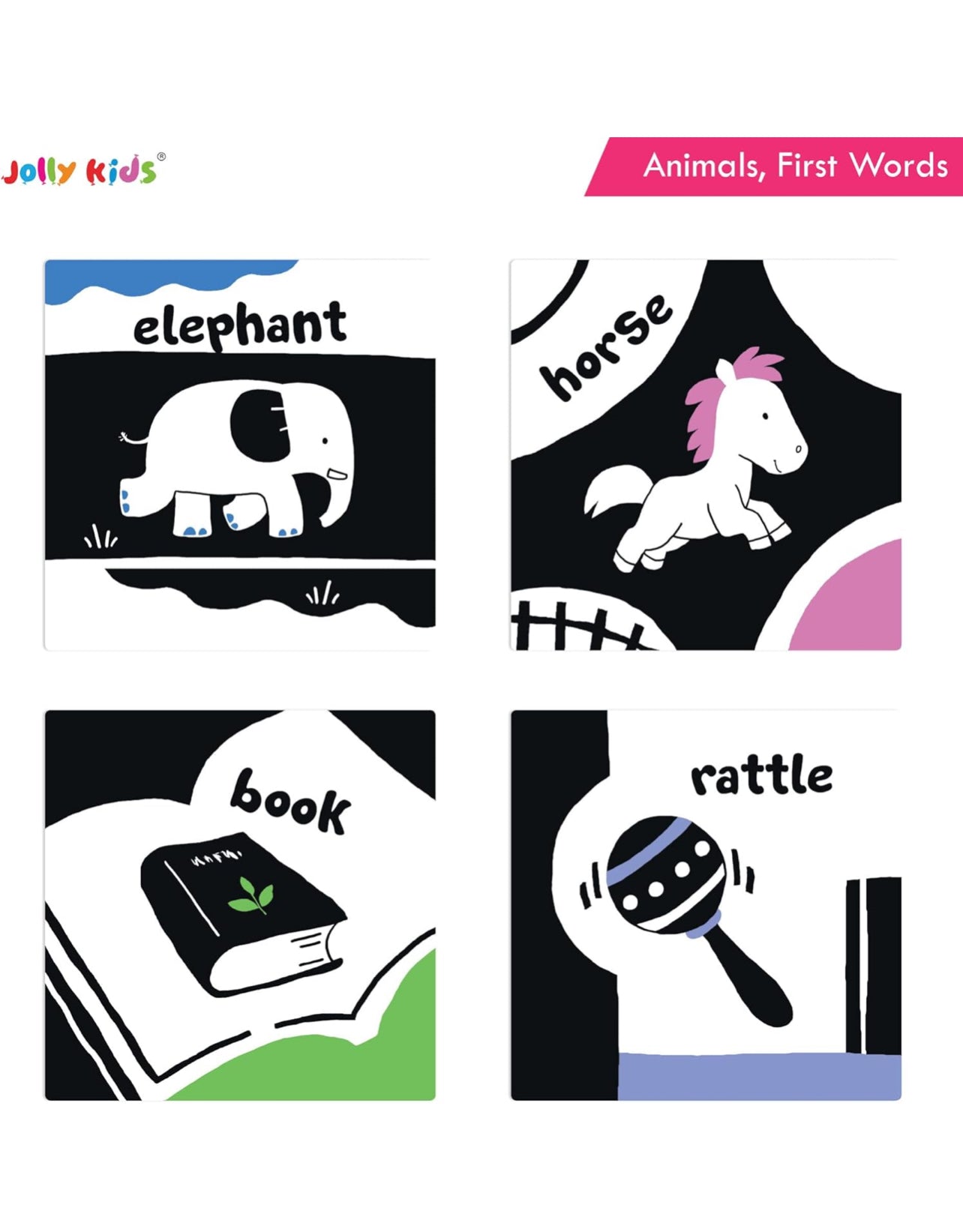 Baby's First High Contrast Book Set for Newborns Age 0-12 months (Set of 4) | Board Book | Black & White Book board books