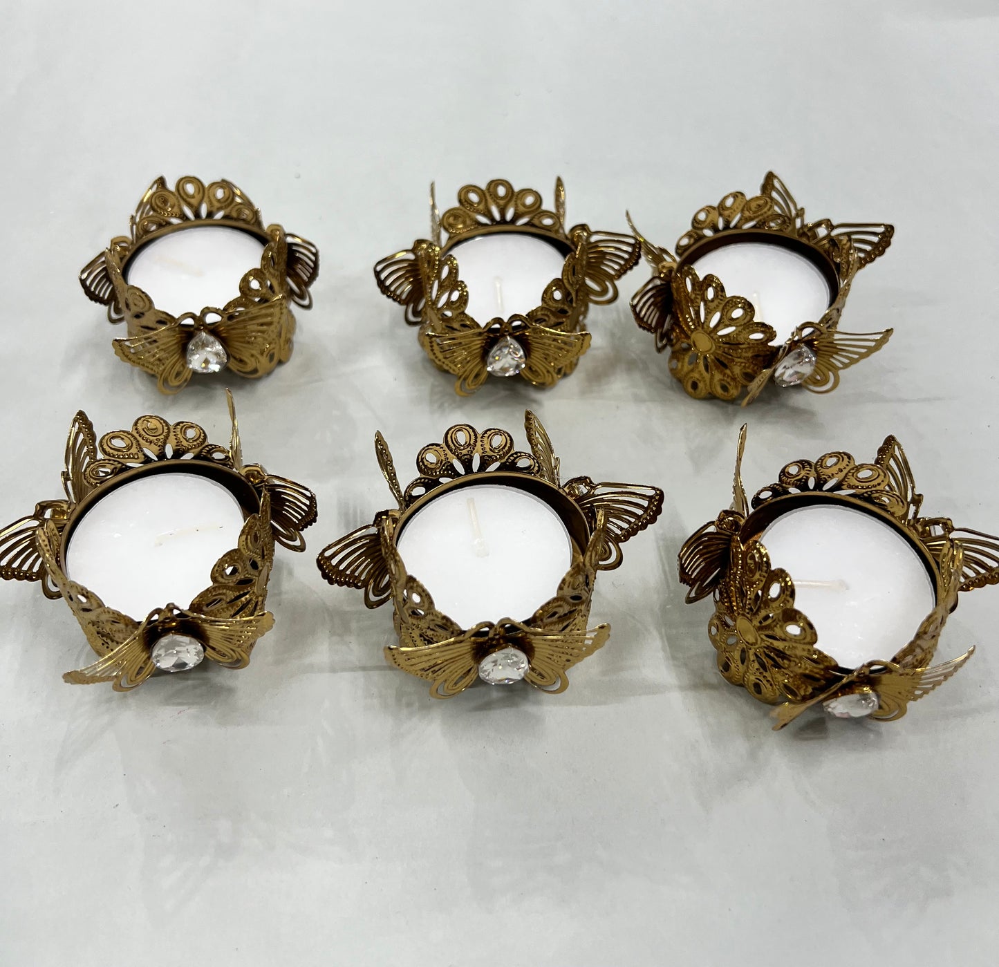 Metal Butterfly Diya’s 6pcs box (6 candles free)sno -42