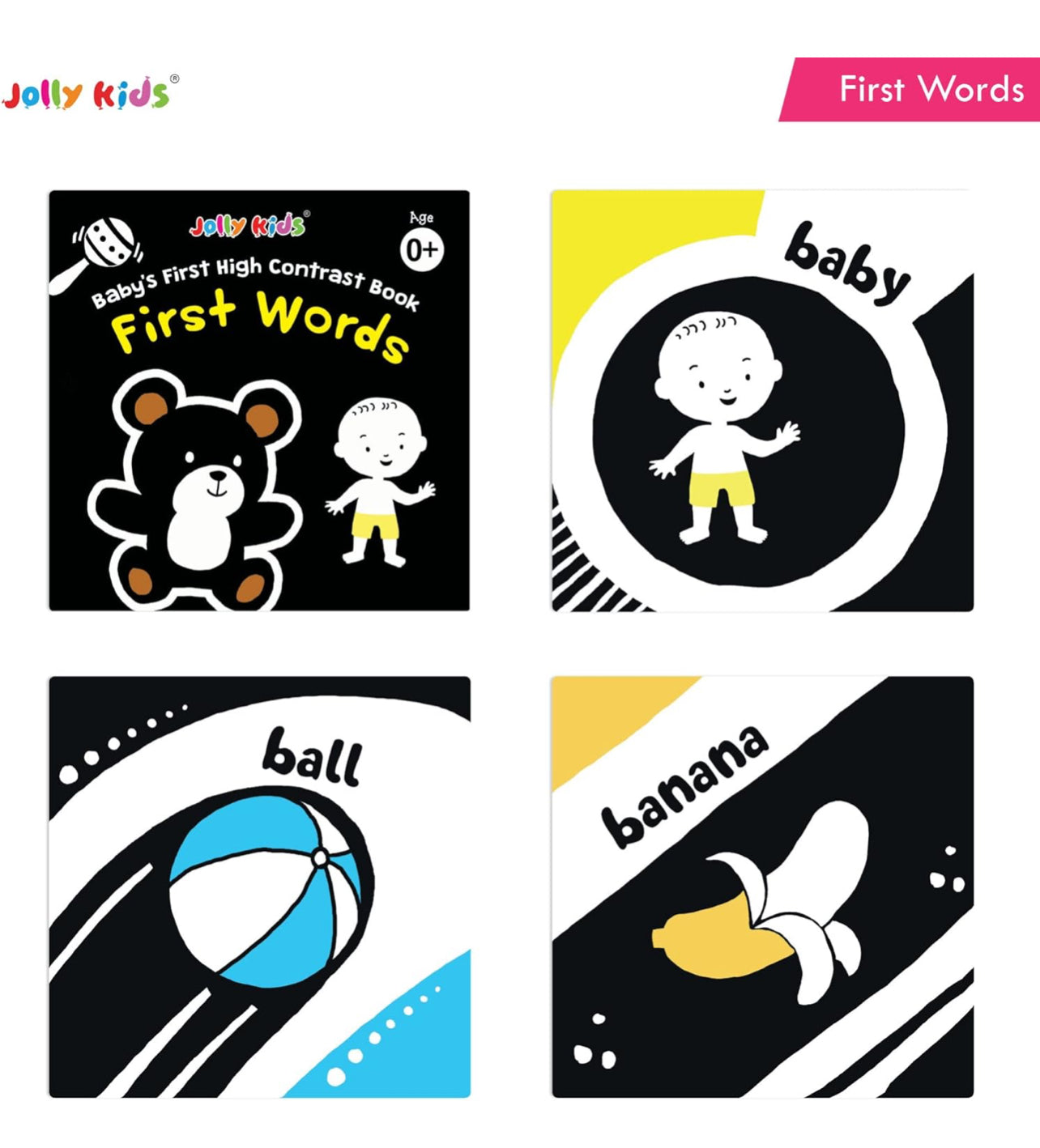 Baby's First High Contrast Book Set for Newborns Age 0-12 months (Set of 4) | Board Book | Black & White Book board books