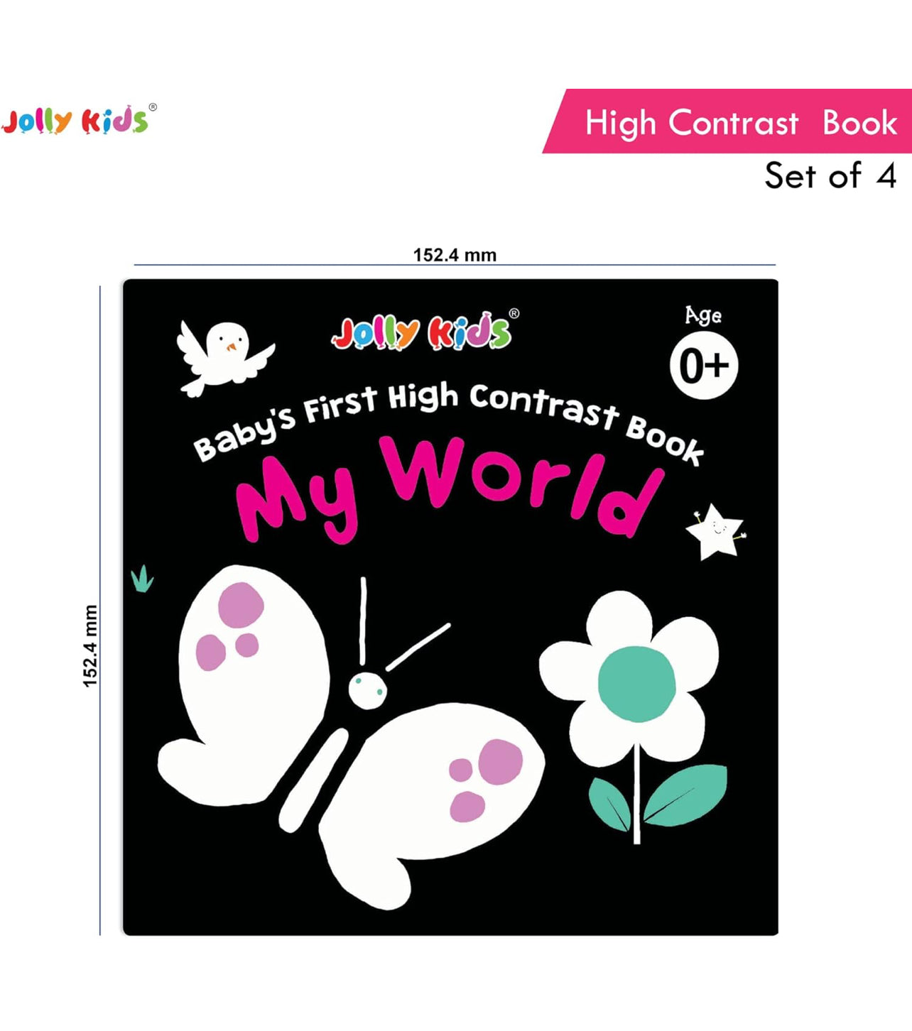 Baby's First High Contrast Book Set for Newborns Age 0-12 months (Set of 4) | Board Book | Black & White Book board books