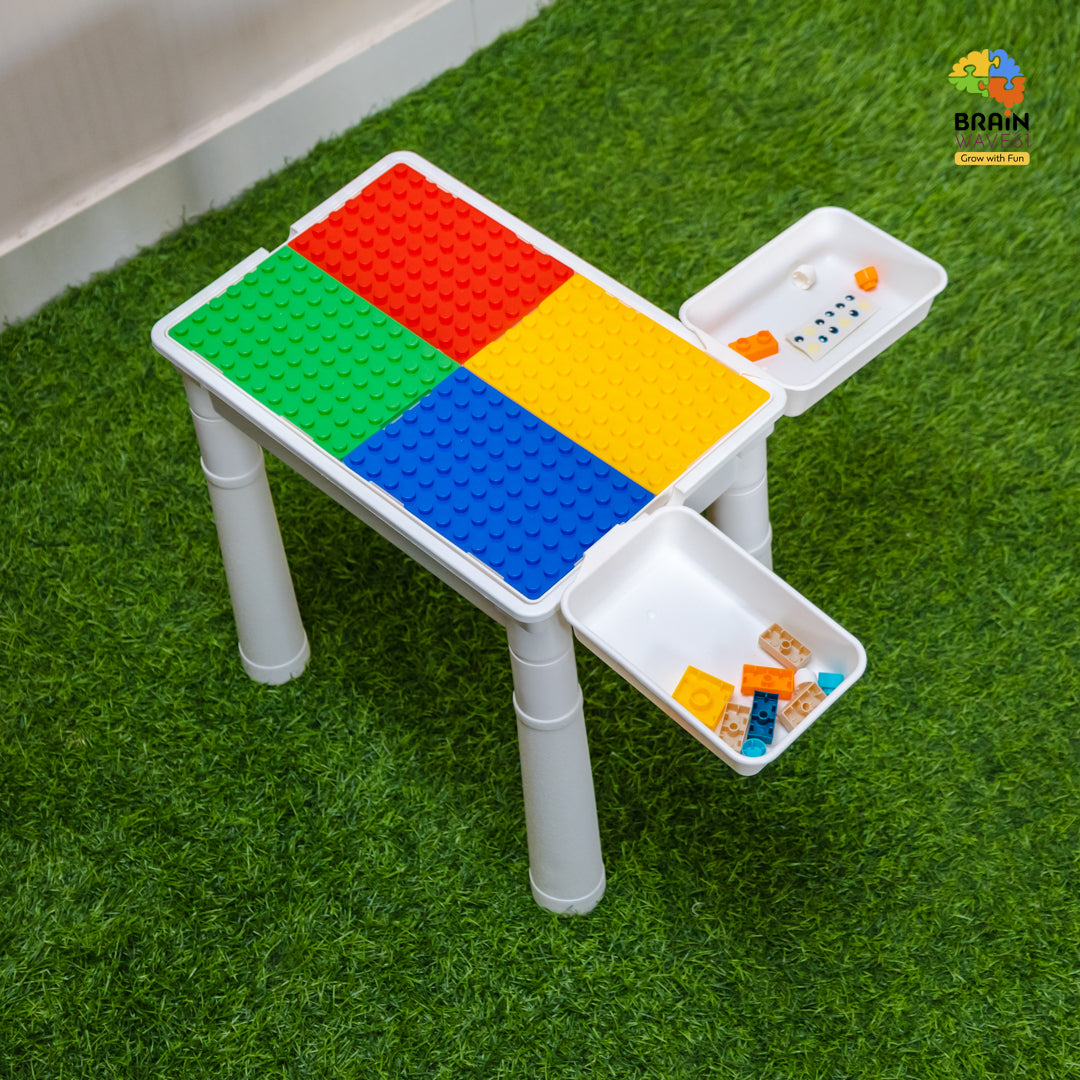 animal world block table 102pcs blocks with chair