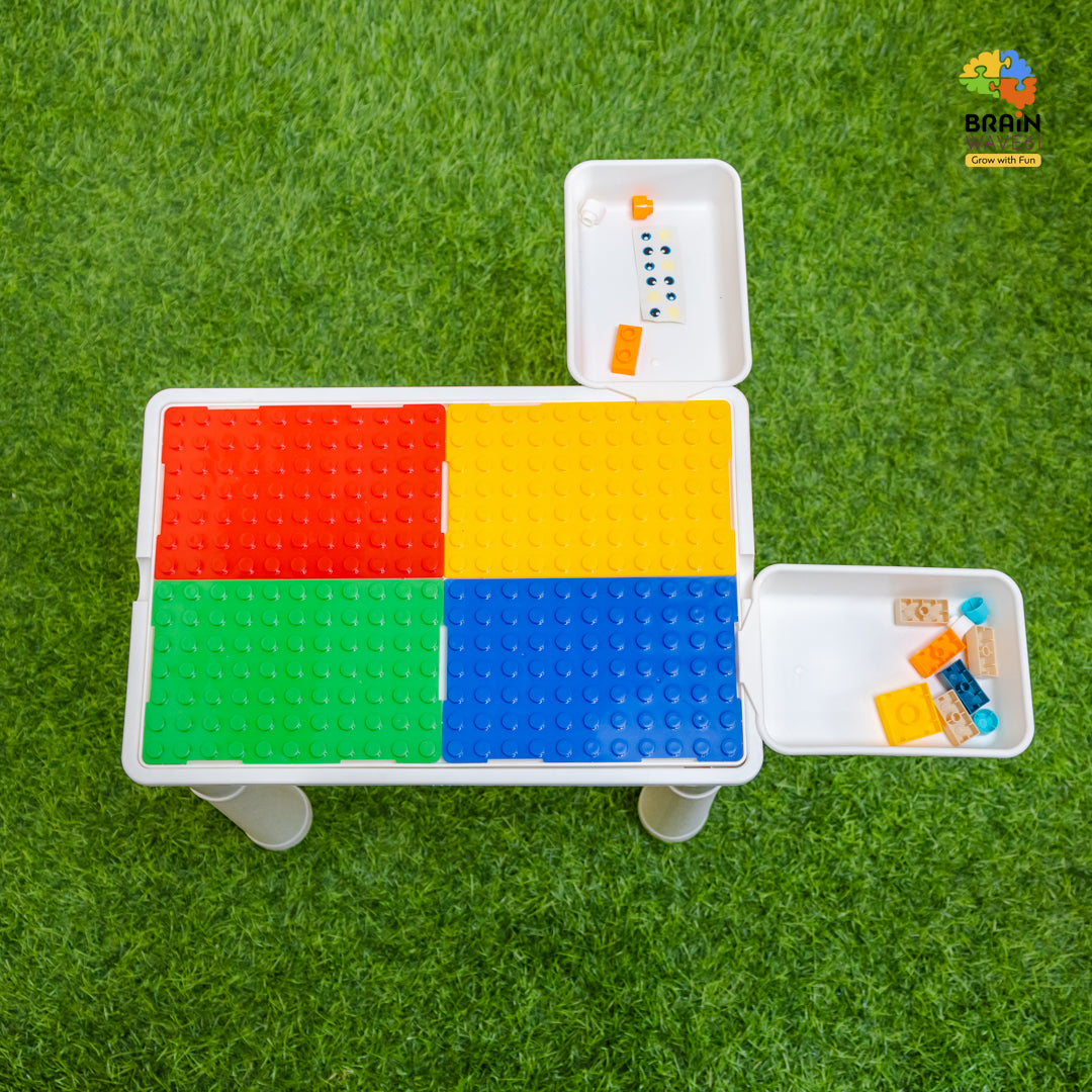 animal world block table 102pcs blocks with chair