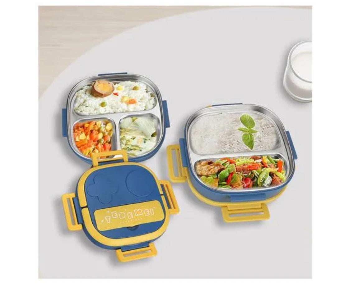 Tedemei Double Layer school 304 stainless steel lunch box ( 2 grid & 3 grid)